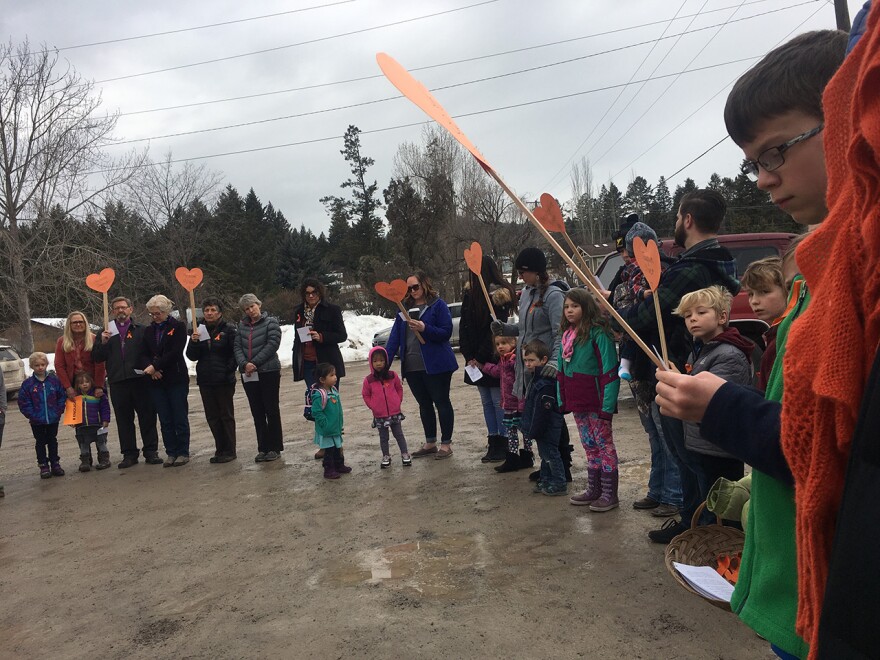 Students in Lakeside, MT during the national school walkout, March 14, 2018.