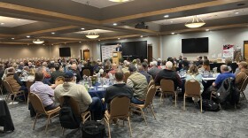 Gov. Larry Rhoden speaks to the South Dakota Farmers Union 110th State Convention pm Dec. 10, 2025, in Huron, SD.