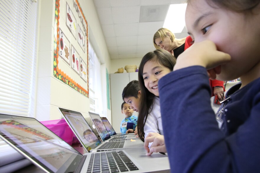 Students use laptops at Siler City Elementary in Chatham County.