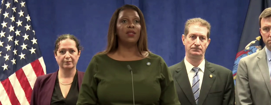 New York Attorney General Letitia James on Wednesday, September 21, 2022. Credit: NY AG's Livestream