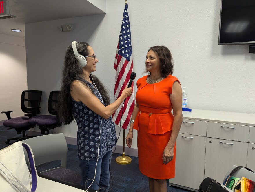 TPR's Norma Martinez (left) interviews Cynthia E. Orozco, author of the first comprehensive biography of Alonso Perales.