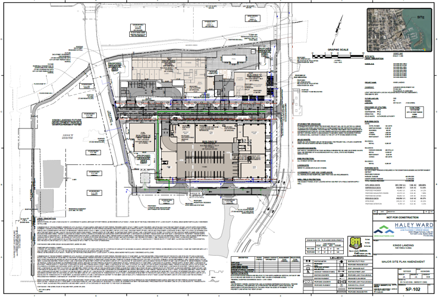 Map of the proposed amended site plan of King's Landing as presented in the latest Fort Pierce Planning Board Meeting.