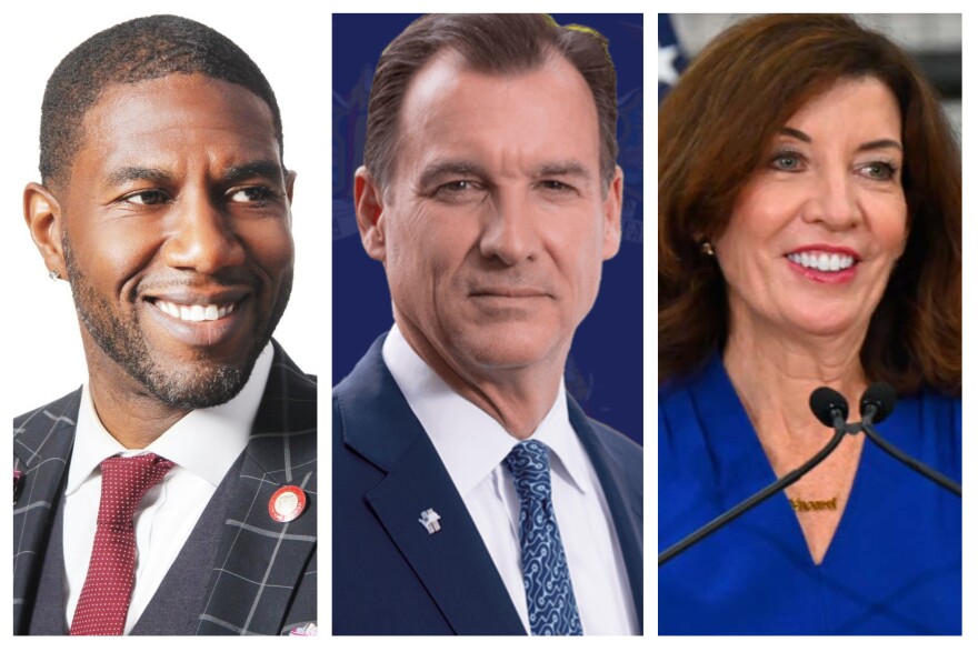 Candidates competing in the Democratic primary for New York governor, from left: Jumaane Williams, Tom Suozzi and Kathy Hochul.