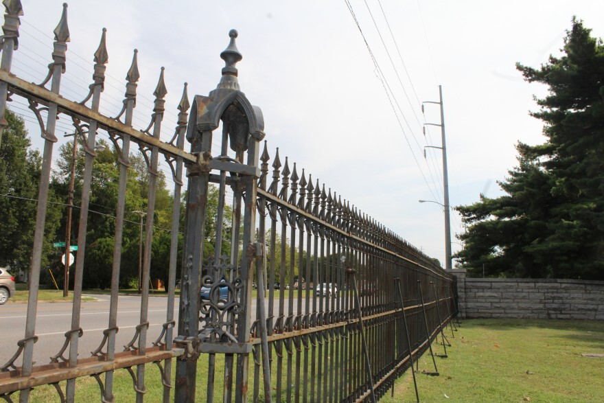 The fence at Maple Park Cemetery has fallen into disrepair.