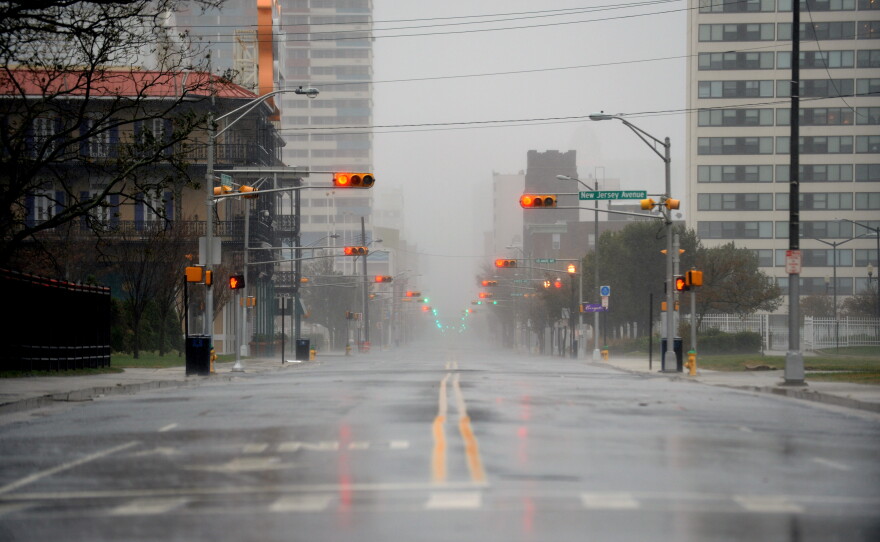 Empty streets in Atlantic City, N.J., on Monday.