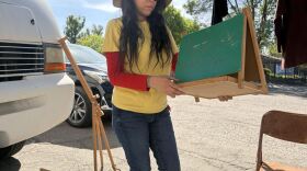 Lethal Gee sets up donations outside the San Joaquin Valley Free Medical Clinic and Needle Exchange in Fresno.