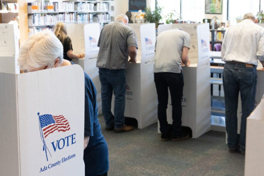 Voters cast their ballots at Timberline High School during the Idaho Primary on May 17, 2022. (Otto Kitsinger for Idaho Capital Sun)