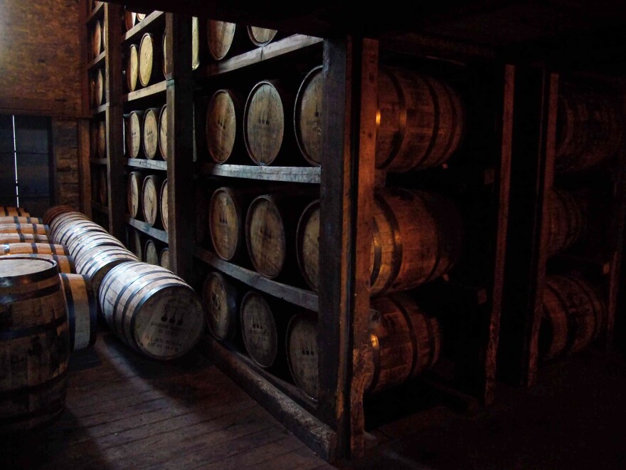 Aging bourbon at a distillery in Kentucky.