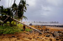 Damage caused by Hurricane Lowell is seen on Tuesday, Sept. 8, 2026 in Poʻipū on Kauaʻi's south shore, in Hawaiʻi.