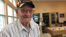 Edwin Nartowicz, a World War II veteran, played pool at the Northampton Senior Center in March, just before the center closed because of the COVID-19 pandemic.