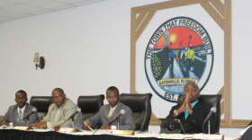 (L to R: Councilman Theo Washington; Councilman Eddie Cole; Mayor Anthony Grant; Councilman Rodney Daniels.) Photo: Renata Sago. 