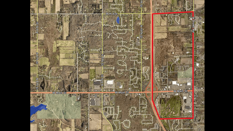 A GIS map highlights the corridor that will be studied by Oshtemo Township
