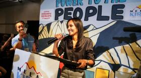 Democratic congressional candidate Melat Kiros speaks after winning the Democratic nomination during a primary election night watch party at The Broadway, Tuesday, June 30, 2026, in Denver. (Rebecca Slezak/AP)