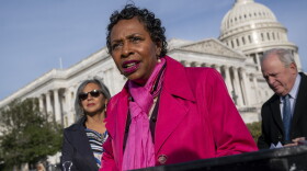 FILE - Rep. Yvette Clarke of New York speaks at a news conference in Washington, Nov. 4, 2021. Clarke and Sen. Amy Klobuchar of Minnesota sent a letter Thursday to Meta CEO Mark Zuckerberg and X CEO Linda Yaccarino asking each to explain any rules they're crafting to curb AI-generated election ads that deceive people.