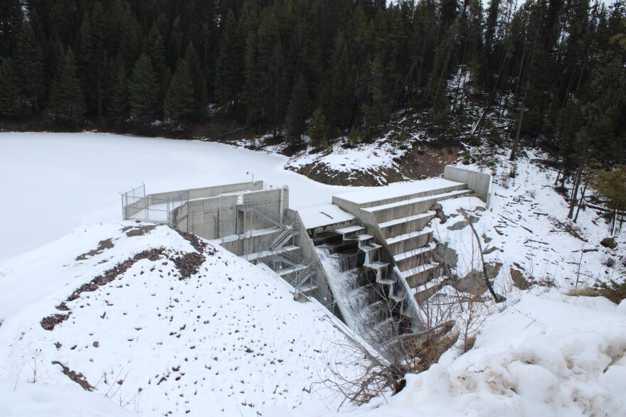 Flower Creek Dam at the Flower Creek Reservoir outside of Libby, MT. on Jan 29 2026.