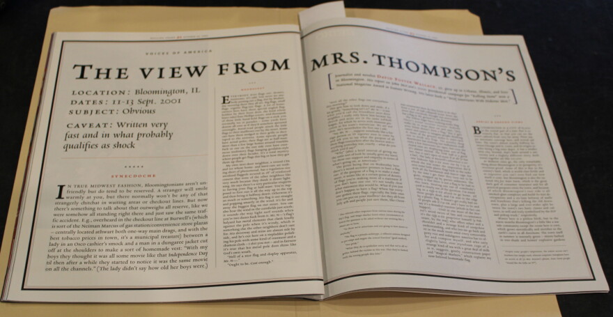 A magazine is spread open to a two-page spread titled "The View from Mrs. Thompson's."