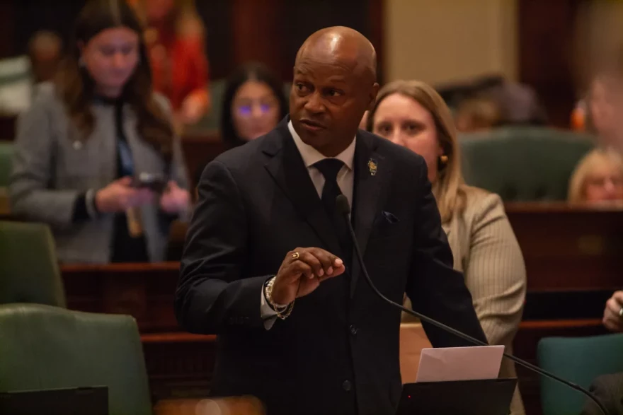 House Speaker Emanuel “Chris” Welch, D-Hillside, speaks in the Illinois House on Oct. 30, 2025.