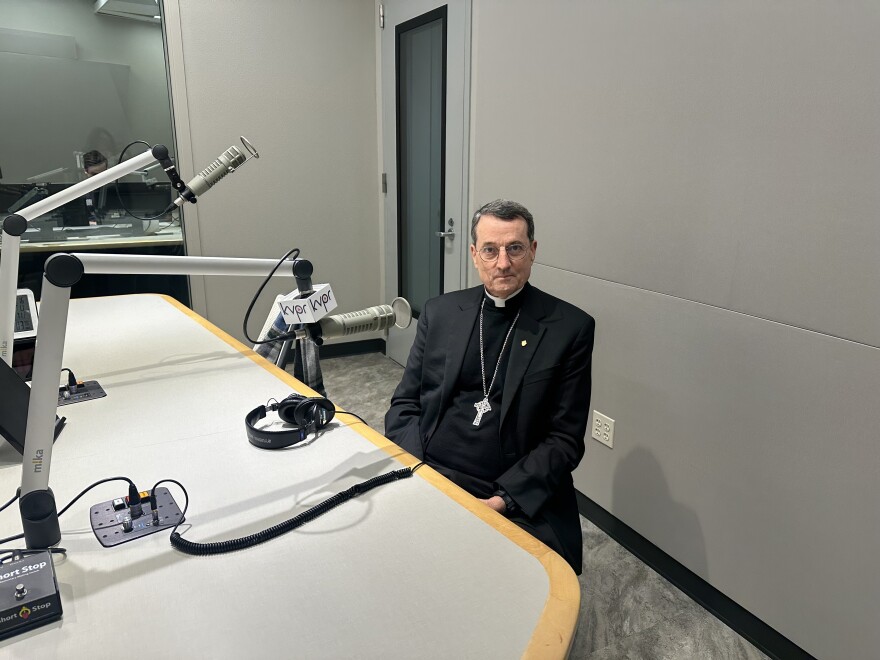 Bishop Joseph V. Brennan sat for an interview with KVPR’s Central Valley Daily podcast studio on Tuesday, Dec. 16, 2025.
