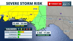 Severe storms possible Tuesday morning