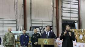 Governor Ron DeSantis briefs the media at the state logistics and response center in Orlando, Wednesday March 25th. Photo: Danielle Prieur