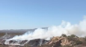 A view of the pecan shell fire in Hudspeth County on Nov. 9, 2025.