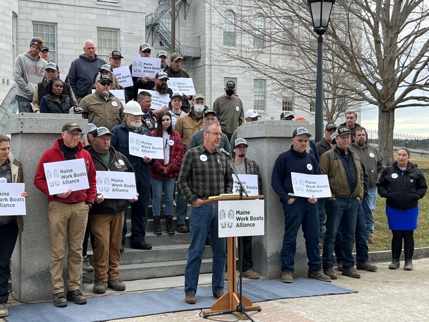  Courtney Hammond, a Washington County farmer who serves on the board of the Maine Farm Bureau, spoke Thursday at the State House against a bill that could ban the use of treated sludge as fertilizer. The bill is aimed at reducing contamination with the “forever chemicals” known as PFAS.