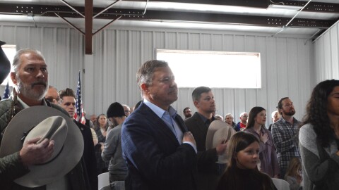 Attorney General Gentner Drummond at his gubernatorial announcement bid on Monday, January 13, 2025
