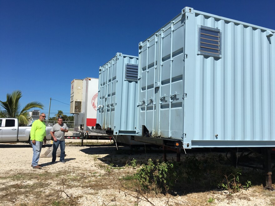 The new volunteer village on Big Pine Key can house 20 people in two shipping containers modified as bunkhouses.