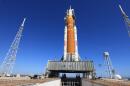 NASA's Space Launch System rocket and Orion spacecraft at the Kennedy Space Center.
