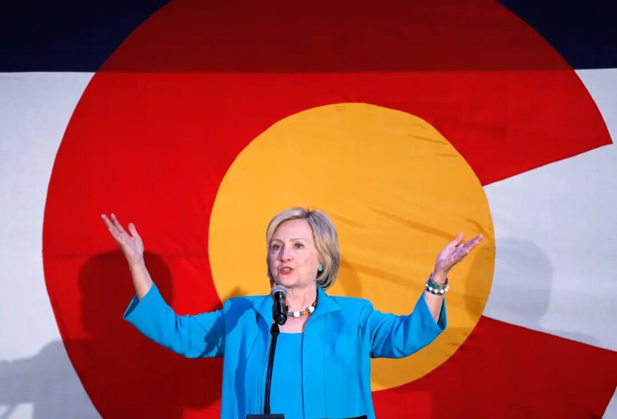 Democratic presidential candidate Hillary Rodham Clinton speaks to supporters during a campaign rally at La Rumba, a Denver dance club and restaurant, Tuesday, Aug. 4, 2015. The rally marks Clinton's first presidential campaign event in Denver.
