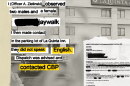 Yellow-brown photo collage shows a hotel building and document fragments that say, “I (Officer A. Zielinski) observed two males and a female jaywalk. I then made contact in the parking lot of La Quinta Inn. They did not speak English. Dispatch was advised and contacted CBP.”