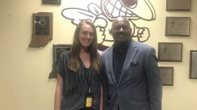 8th Grade Teacher Sarah Medve and Director of Student Engagement Kendall Price at Thomas Carr Howe Community High School