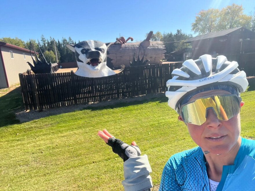 Widder said some of her favorite parts of the ride is finding the small things that make the different places she vists special.... like the worlds largest badger statue in Birnamwood.