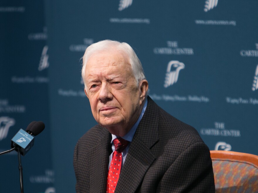 Former President Jimmy Carter discusses his cancer diagnosis during a press conference at the Carter Center on Thursday in Atlanta, Georgia.