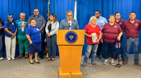 Fresno Councilmember Miguel Arias stands with community leaders at press conference Oct. 19, 2026.