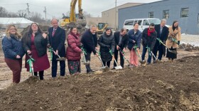 City and state officials, including Lt. Gov. Jacqueline Coleman, Lexington Mayor Linda Gorton and District 5 Councilmember Liz Sheehan break ground on The Railyard development.