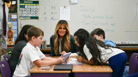 First Lady Melania Trump meets with students at Mountain View Elementary School in Jefferson, N.C., Tuesday, Sept. 15, 2026.