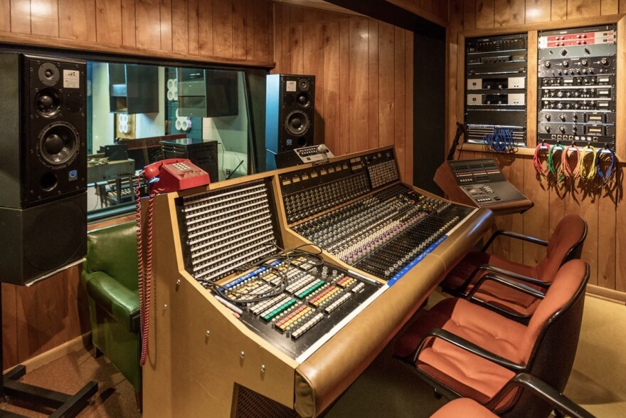 Inside the Muscle Shoals Sound Studio's recording room with it's classic circa-1969 mixing board.