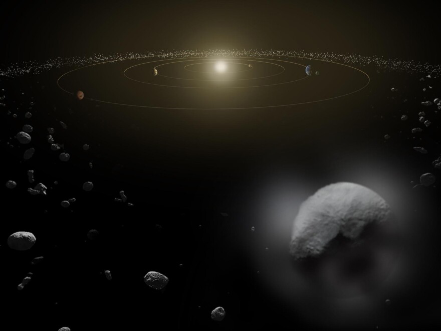 Dwarf planet Ceres is seen in the asteroid belt between Mars and Jupiter, where it resides well away from Earth. NASA is hoping to quell online rumors that a massive near-Earth asteroid is due to hit us next month.