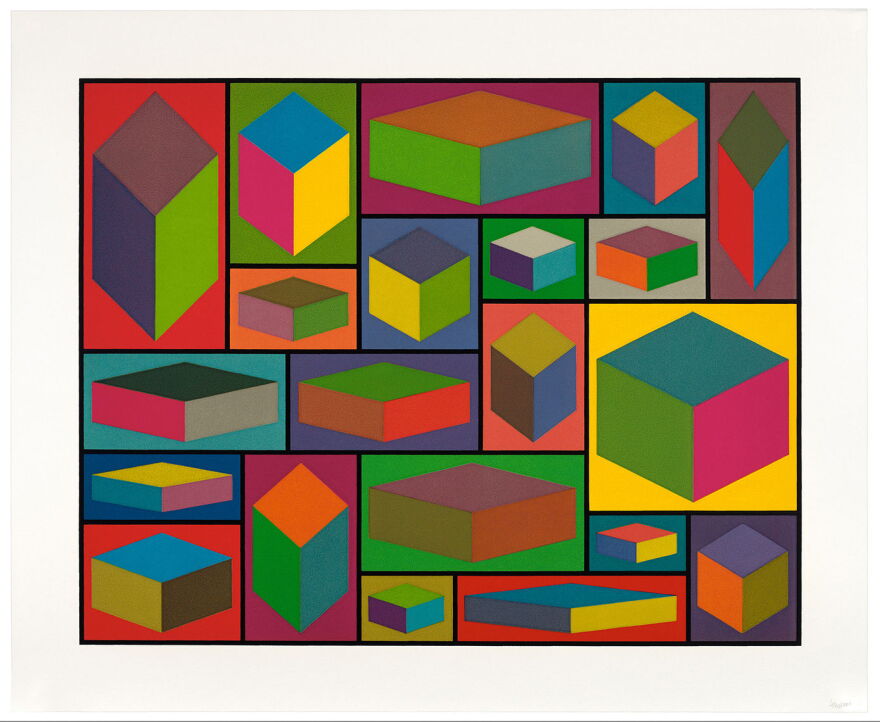 Sol LeWitt (1928-2007). 'Distorted Cubes, Plate #4,' 2001