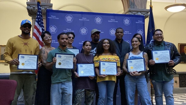 Rochester Mayor Malik Evans at the artist reception for the opening of "leg-a-cy," an exhibition that is on display in celebration of Hispanic Heritage Month at the Link Gallery inside Rochester City Hall on Sept. 18.