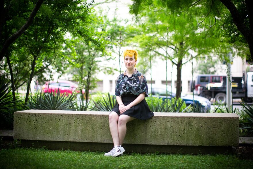 Indigo Giles on the campus of the University of Texas in Austin on Apr. 27, 2021. Before their surgery, Giles said they were clinically depressed and dealt with gender dysphoria.