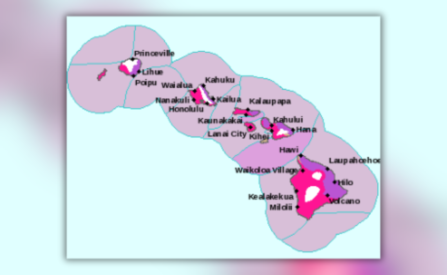 National Weather Service map of Hawaiian Island chain on Nov. 14, 2023.