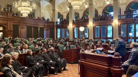 The Illinois House of Representatives at the state Capitol in Springfield.