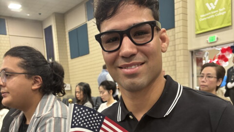 Misael Gonzalez Escobar of Storm Lake, Iowa, became a US citizen in a ceremony at Western Iowa Tech Community College on Sept. 18, 2026. (Bret Hayworth, Siouxland Public Media News)