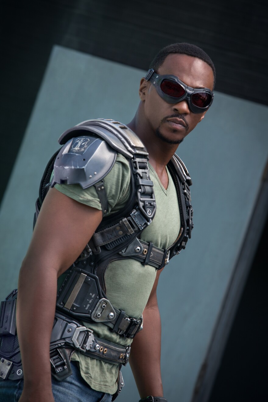 Anthony Mackie as the Falcon.
