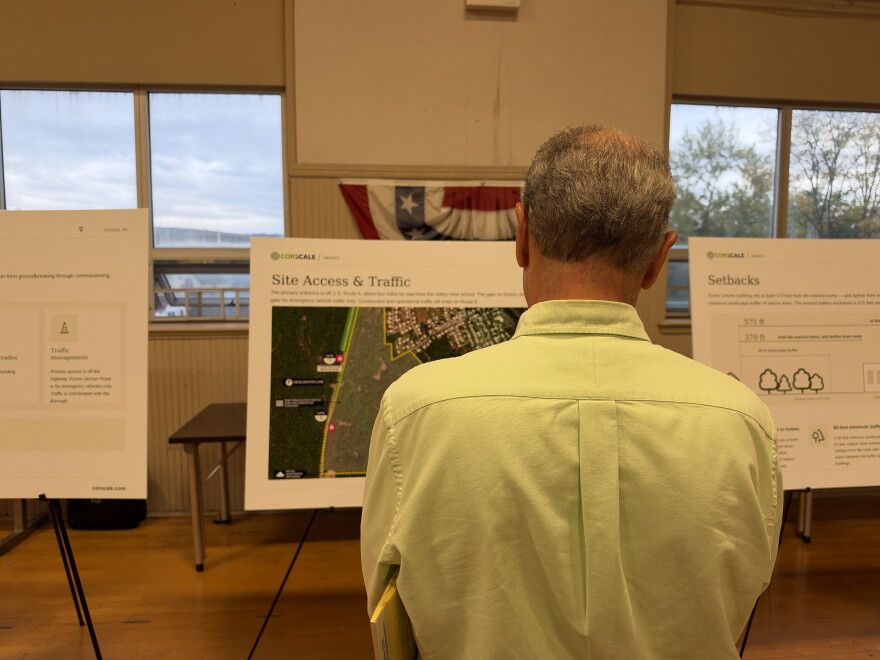 Corscale held an open house for its Project Gravity Data Center Campus in Archbald. Community members read a series of poster boards with facts about the projects and were able to ask experts questions.
