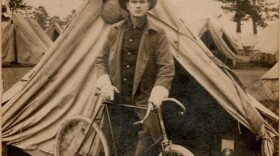 Walker Leslie during his service in the Spanish-American War. The pine trees suggest this photo is from either Jacksonville, Florida or Savannah, Georgia.