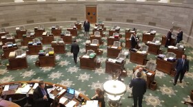  A few stragglers collect their papers in the Missouri Senate after the body adjourned four hours ahead of the constitutional deadline. 