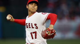 Shohei Ohtani of the Los Angeles Angels of Anaheim pitches during the first inning of a game against the Boston Red Sox at Angel Stadium on April 17, 2018 in Anaheim, Calif. (Sean M. Haffey/Getty Images)